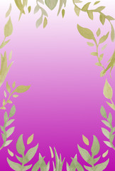 Watercolor floral frame with purple backgroundfor wedding stationary, greeting, wallpapers, fashion, background, texture
