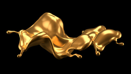 Luxury elegant splash liquid gold. 3d illustration, 3d rendering. - 285000930