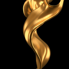 Luxury elegant splash liquid gold. 3d illustration, 3d rendering.