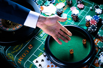People and entertainment concept. Casino, gambling, poker,  roulete