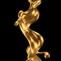 Luxury elegant splash liquid gold. 3d illustration, 3d rendering.