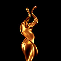 Luxury elegant splash liquid gold. 3d illustration, 3d rendering.