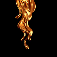 Luxury elegant splash liquid gold. 3d illustration, 3d rendering.