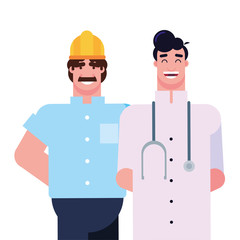 flat design people happy labor day