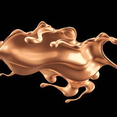 Luxury elegant splash liquid gold. 3d illustration, 3d rendering.