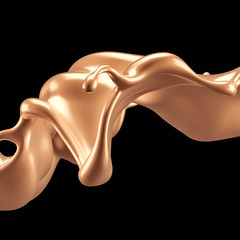 Luxury elegant splash liquid gold. 3d illustration, 3d rendering.