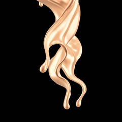 Luxury elegant splash liquid gold. 3d illustration, 3d rendering.