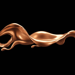 Luxury elegant splash liquid gold. 3d illustration, 3d rendering.