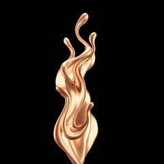 Luxury elegant splash liquid gold. 3d illustration, 3d rendering.