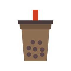 Bubble tea or Pearl milk tea flat icon