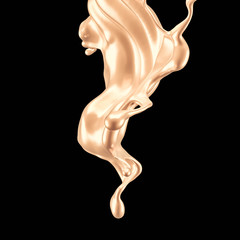 Luxury elegant splash liquid gold. 3d illustration, 3d rendering.