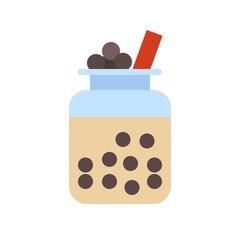 Bubble tea or Pearl milk tea flat icon