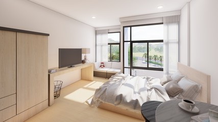 interior of bedroom 3D render