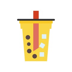 Bubble tea or Pearl milk tea flat icon