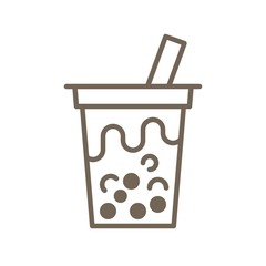 Bubble tea or Pearl milk tea line icon