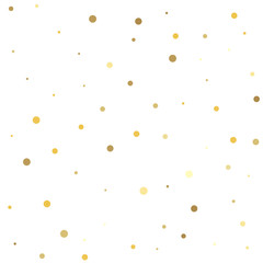 Golden dots on a square background. Christmas dots background vector, flying gold sparkles confetti.