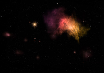 Being shone nebula. 3D rendering