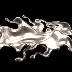 Luxury elegant splash liquid gold. 3d illustration, 3d rendering.