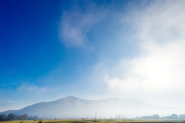 Sunny autumn landscape in mountains