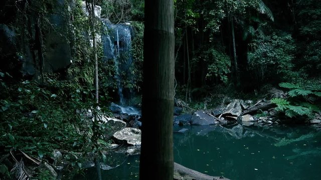 Curti Curtis Falls waterfall located in the Joalah Section of Tamborine National Park which is apart of the Gold Coast Hinterland, Queensland.