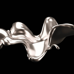 Luxury elegant splash liquid gold. 3d illustration, 3d rendering.