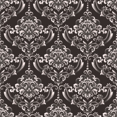 Vector damask seamless pattern background. Classical luxury old fashioned damask ornament, royal victorian seamless texture for wallpapers, textile, wrapping. Exquisite floral baroque template.