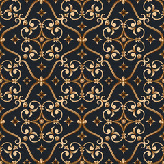 Vector damask seamless pattern background. Classical luxury old fashioned damask ornament, royal victorian seamless texture for wallpapers, textile, wrapping. Exquisite floral baroque template.
