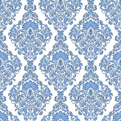 Vector damask seamless pattern background. Classical luxury old fashioned damask ornament, royal victorian seamless texture for wallpapers, textile, wrapping. Exquisite floral baroque template.