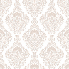 Vector damask seamless pattern background. Classical luxury old fashioned damask ornament, royal victorian seamless texture for wallpapers, textile, wrapping. Exquisite floral baroque template.