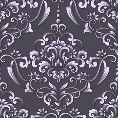 Vector damask seamless pattern element. Classical luxury old fashioned damask ornament, royal victorian seamless texture for wallpapers, textile, wrapping. Exquisite floral baroque template.