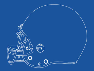 american football helmet drawing on blue background vector