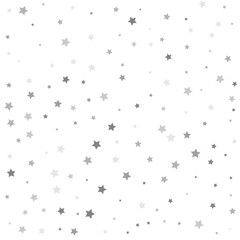 Abstract pattern of random falling silver stars. Confetti celebration.