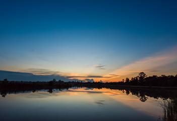 Sunset on the lake landscape