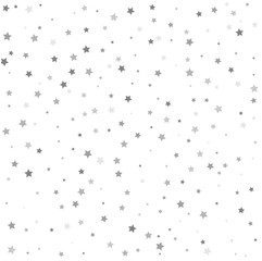 Christmas stars background vector, flying silver sparkles confetti. Template for holiday designs, invitation, party, birthday, wedding.
