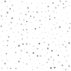 Silver flying stars confetti magic cosmic christmas vector. Glitter pattern for banner, greeting card.