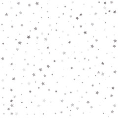 Template for holiday designs, invitation, party, birthday, wedding. Christmas stars background vector, flying silver sparkles confetti.