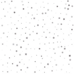 Template for holiday designs, invitation, party, birthday, wedding. Christmas stars background vector, flying silver sparkles confetti.