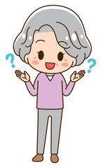 Illustration that senior woman chooses a choice