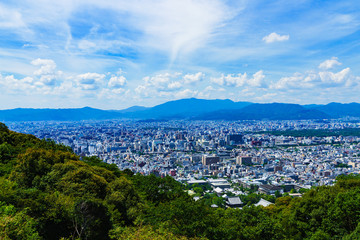 Landscape of Kyoto city in summer Japan