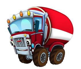 Cartoon firetruck monster truck on white background - illustration for the children © honeyflavour