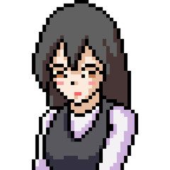 vector pixel art anime girl