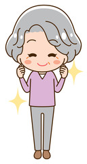 Illustration that senior woman is cheering