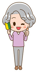 Illustration that senior women are cheering for beginners