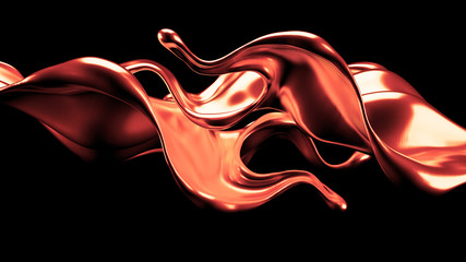 Luxury elegant splash liquid gold. 3d illustration, 3d rendering.