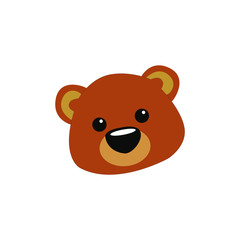 Cute bear round vector graphic icon.grizzly bear animal head, face illustration. Isolated on white background