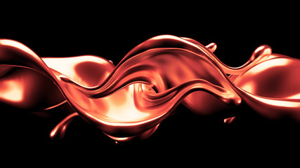 Luxury elegant splash liquid gold. 3d illustration, 3d rendering.