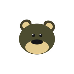Cute bear round vector graphic icon.grizzly bear animal head, face illustration. Isolated on white background