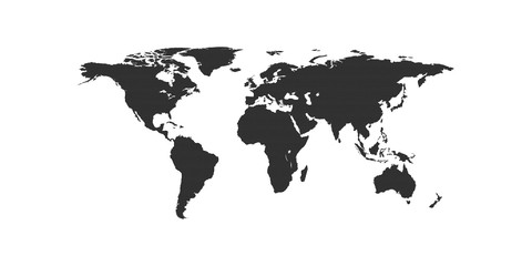 Continents in points. Planet Earth in pixels. Black background background.