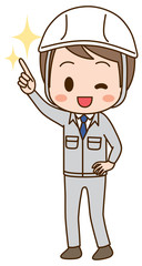 Illustration of a man in work clothes having a goal