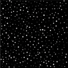 Christmas stars background vector, flying silver sparkles confetti. Festival decor.
